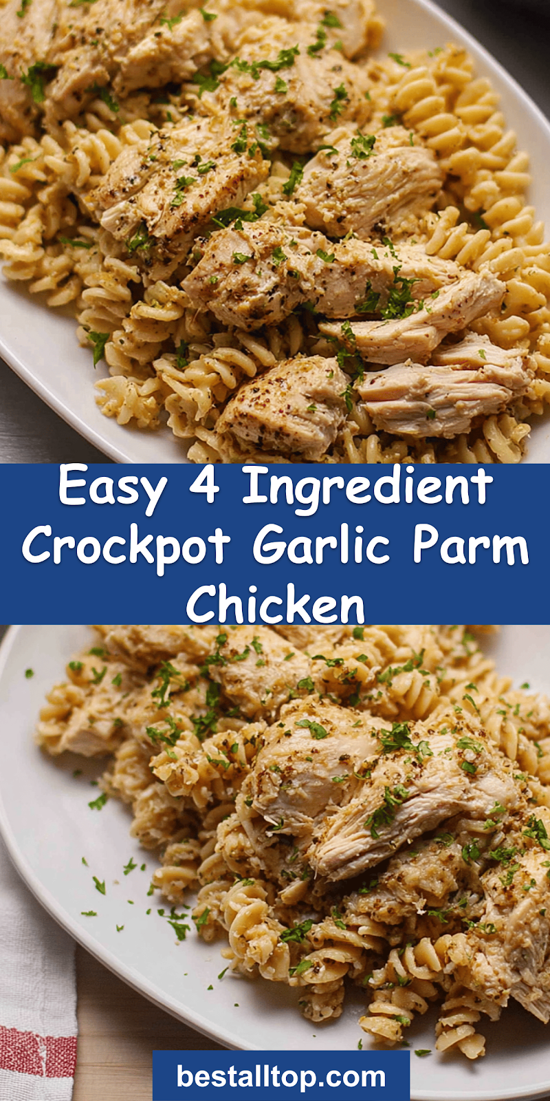 4 Ingredient Crockpot Garlic Parm Chicken