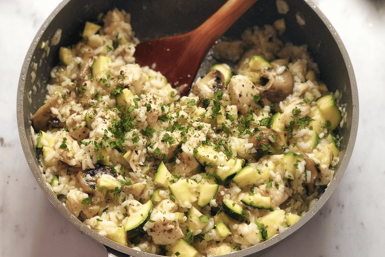 Stovetop Chicken, Zucchini, Rice Casserole