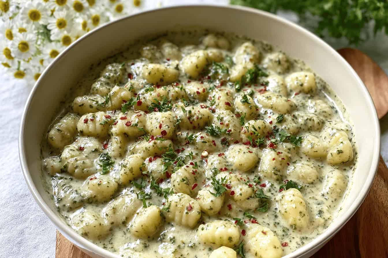 Creamy Garlic Pesto Gnocchi