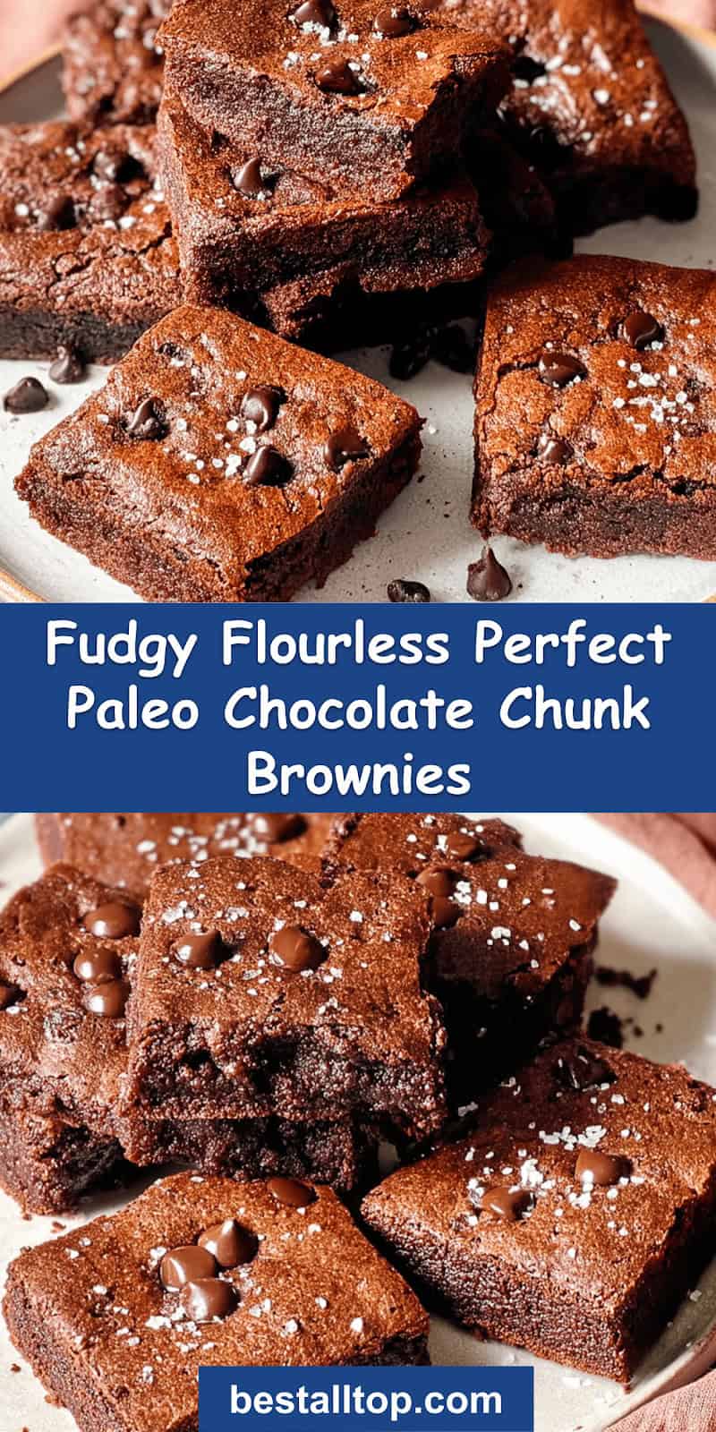 Fudgy Flourless Paleo Chocolate Chunk Brownies