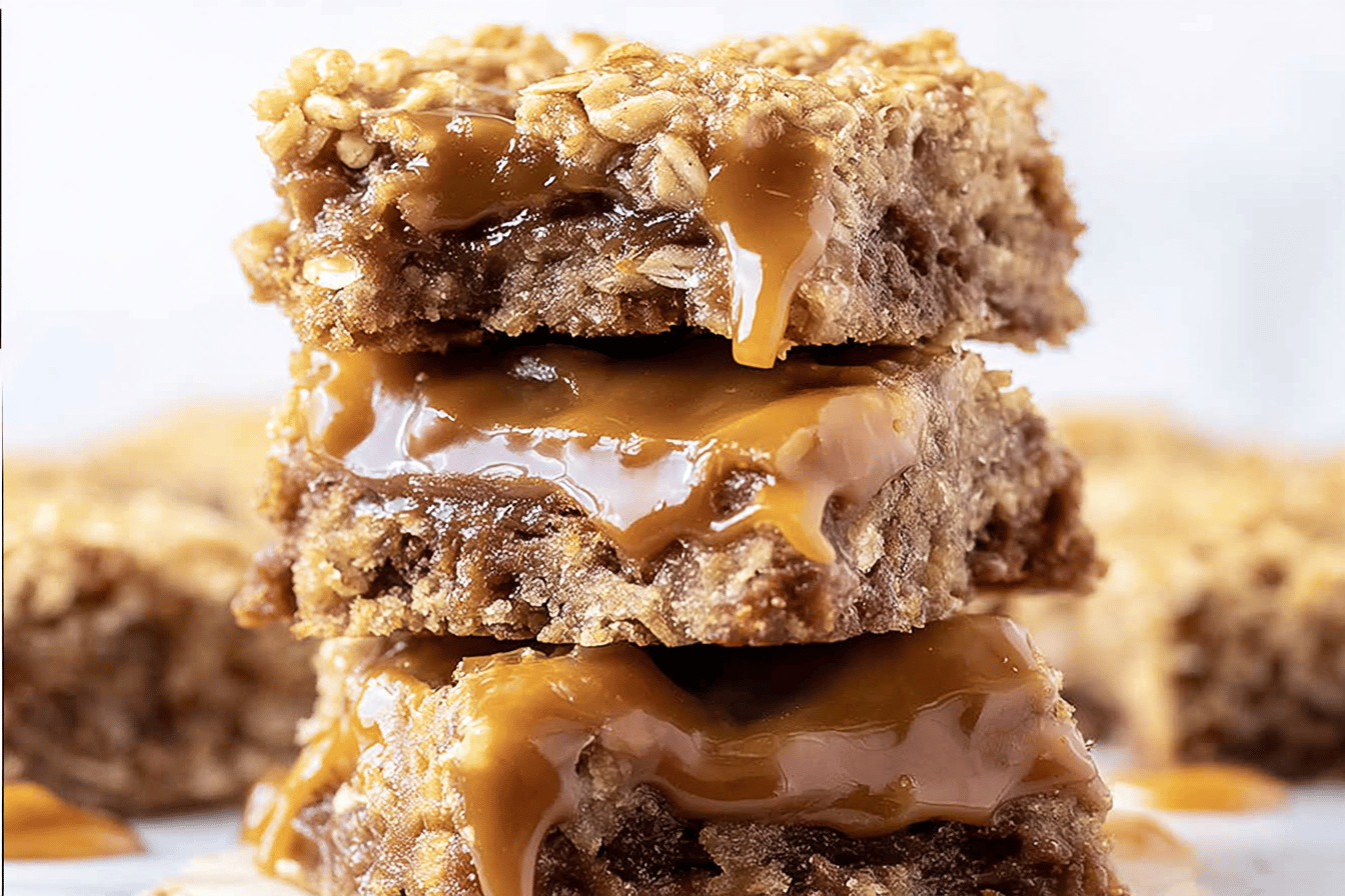 Chocolate Caramel Oatmeal Cookie Bars