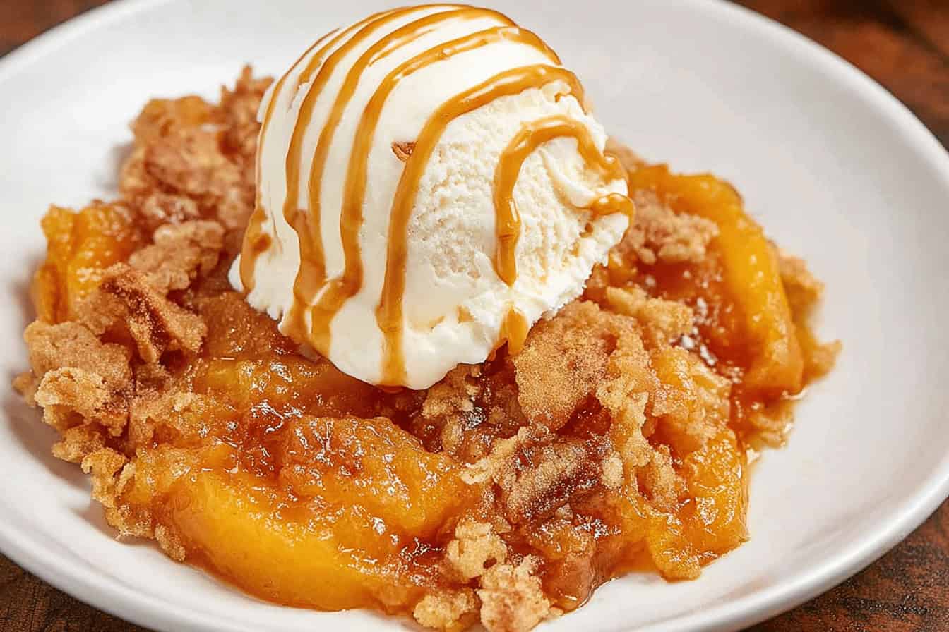 Crock Pot Peach Cobbler with Cake Mix