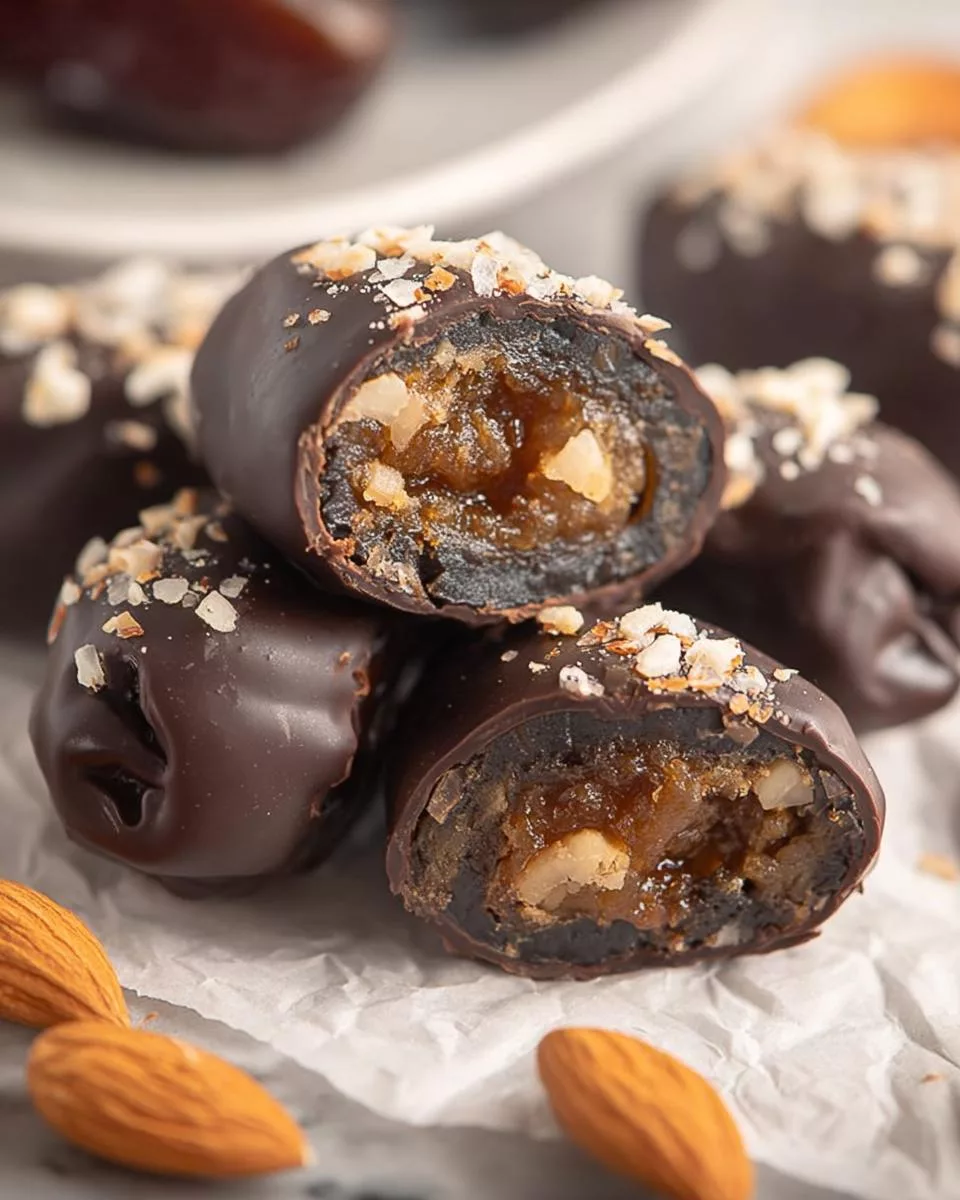 Chocolate Covered Almond Stuffed Dates - detail 1