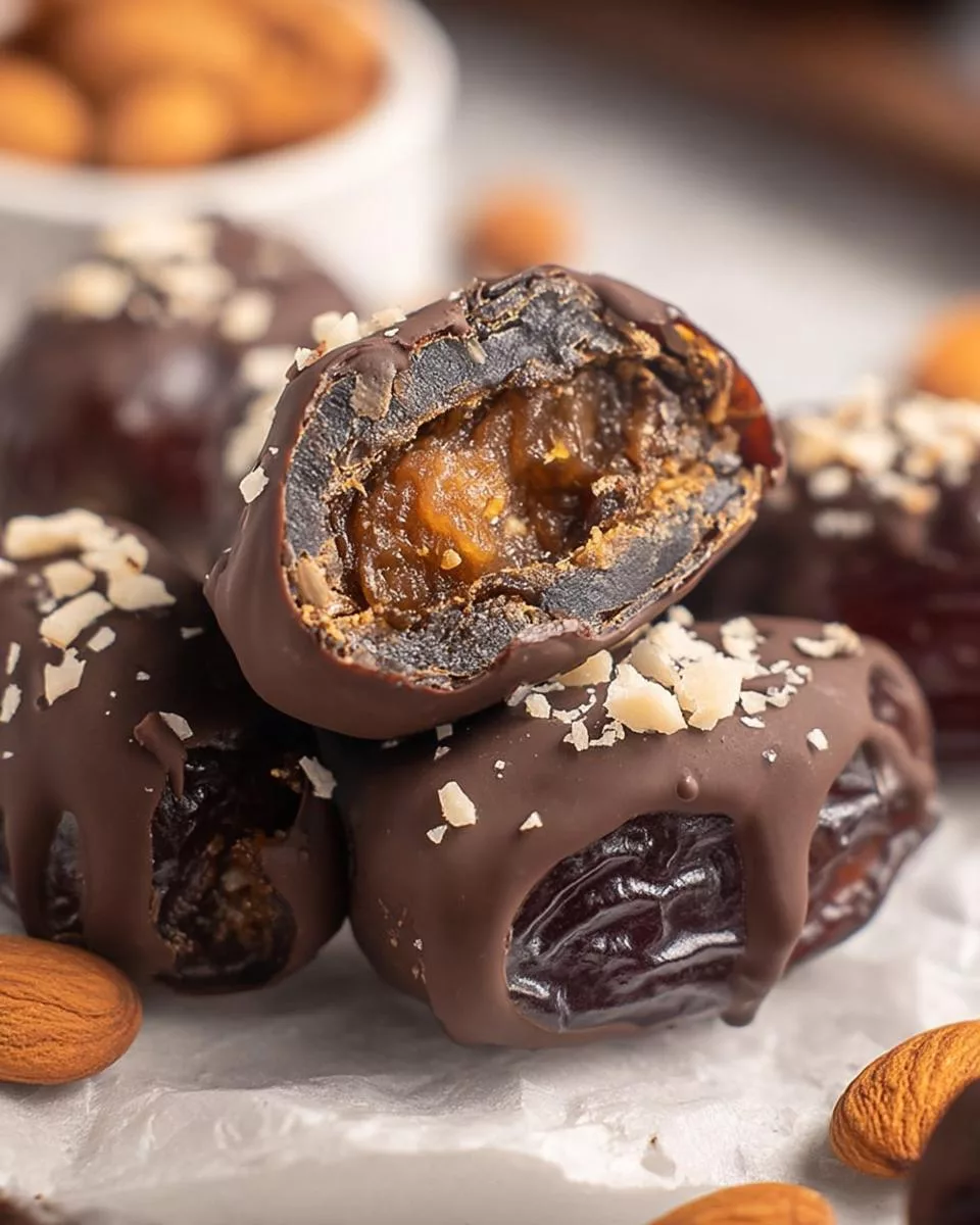 Chocolate Covered Almond Stuffed Dates - detail 2