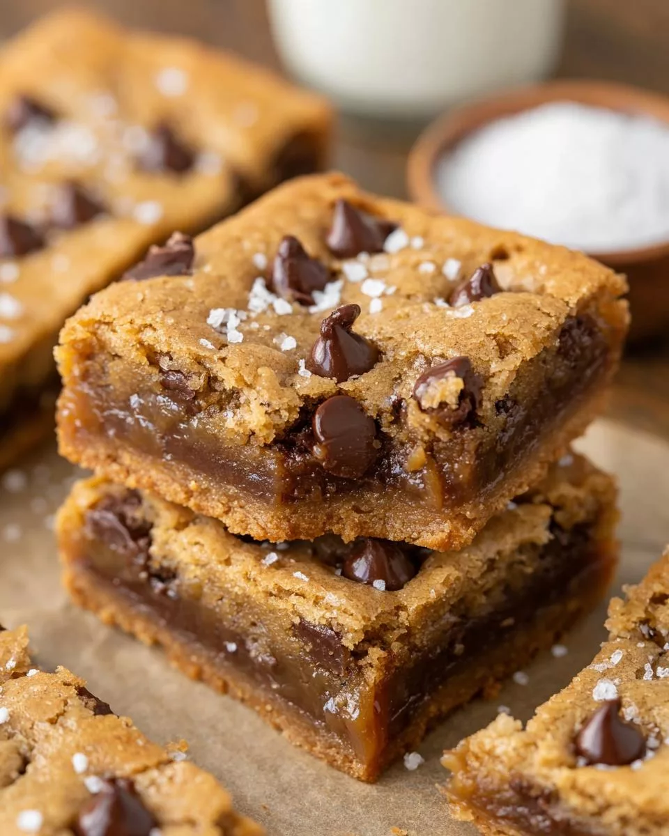 Salted Caramel Chocolate Chip Cookie Bars