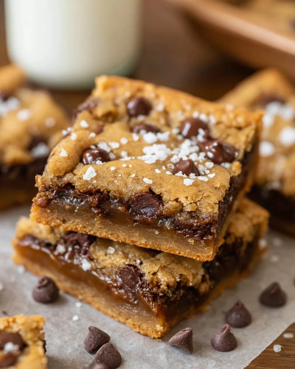Salted Caramel Chocolate Chip Cookie Bars