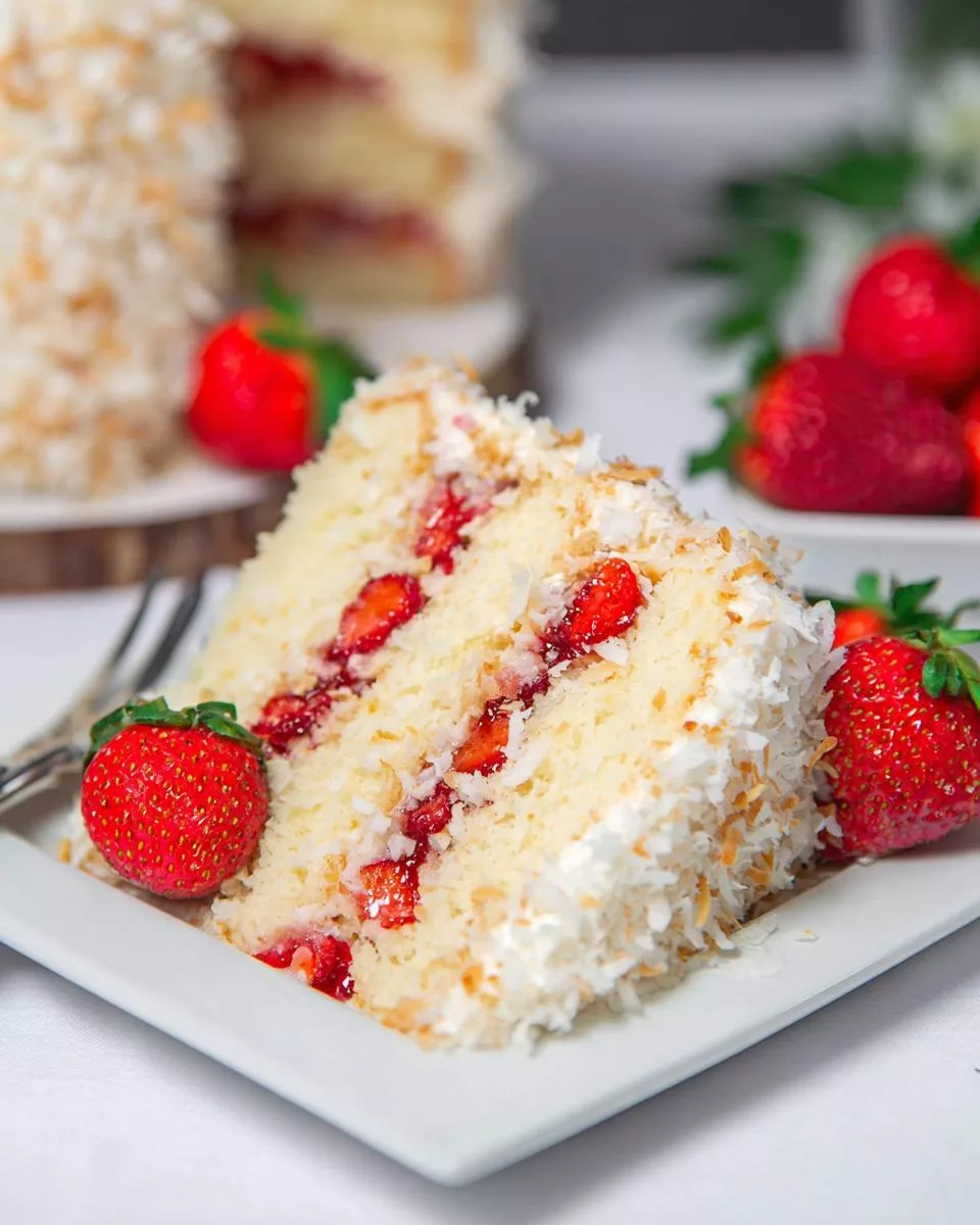 Coconut Strawberry Cake - detail 2