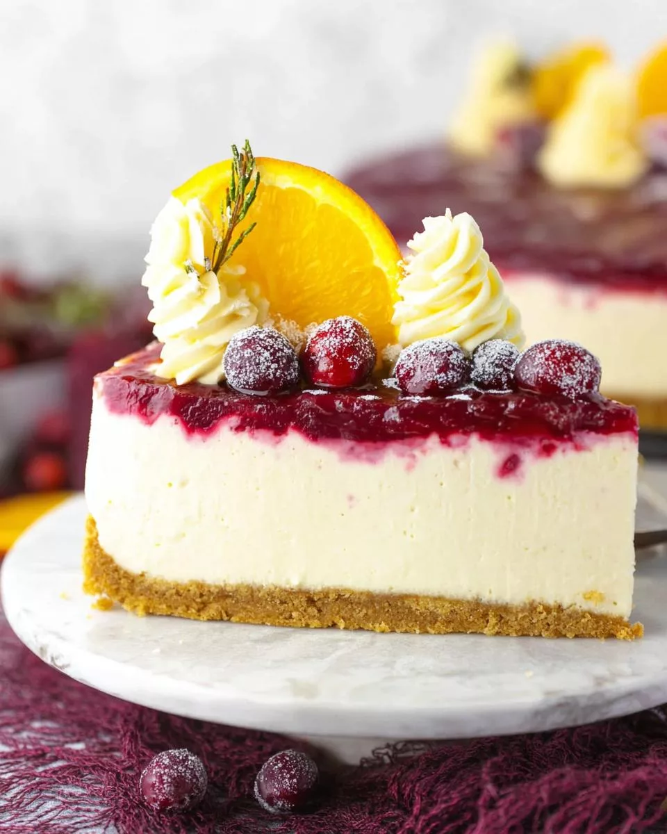 No Bake Cranberry Orange Cheesecake - detail 1