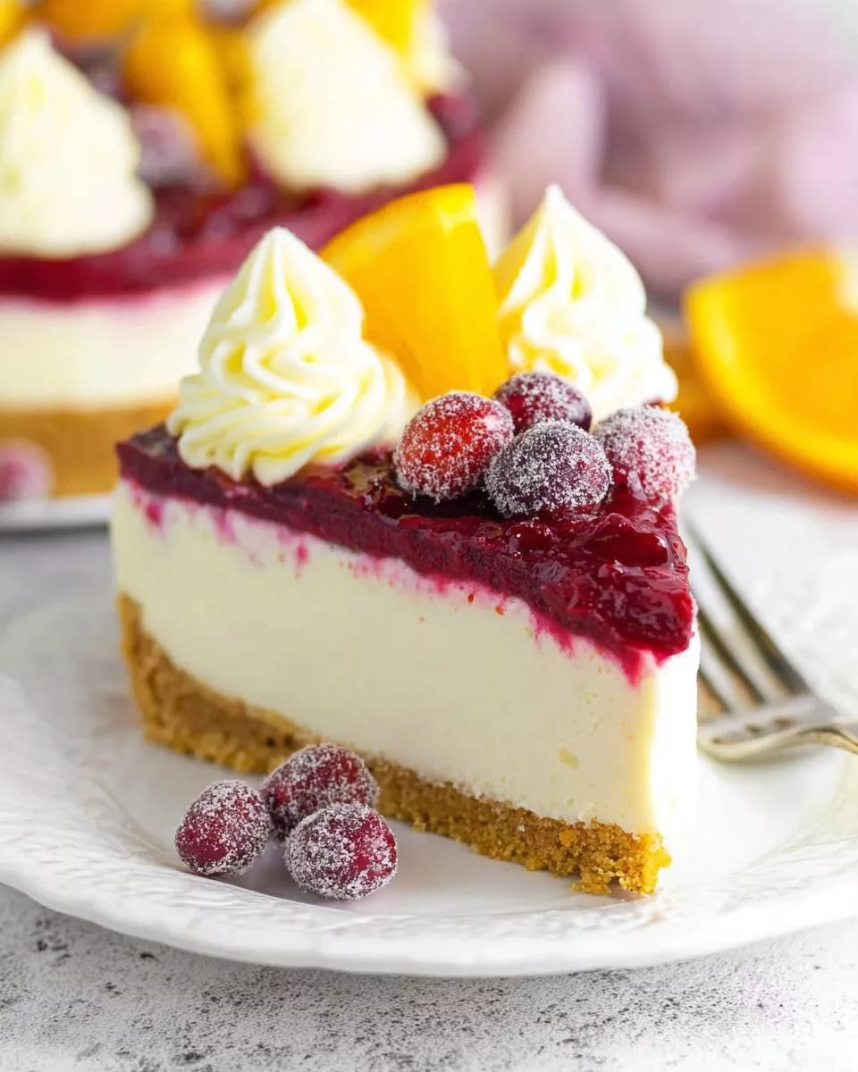 No Bake Cranberry Orange Cheesecake - detail 2