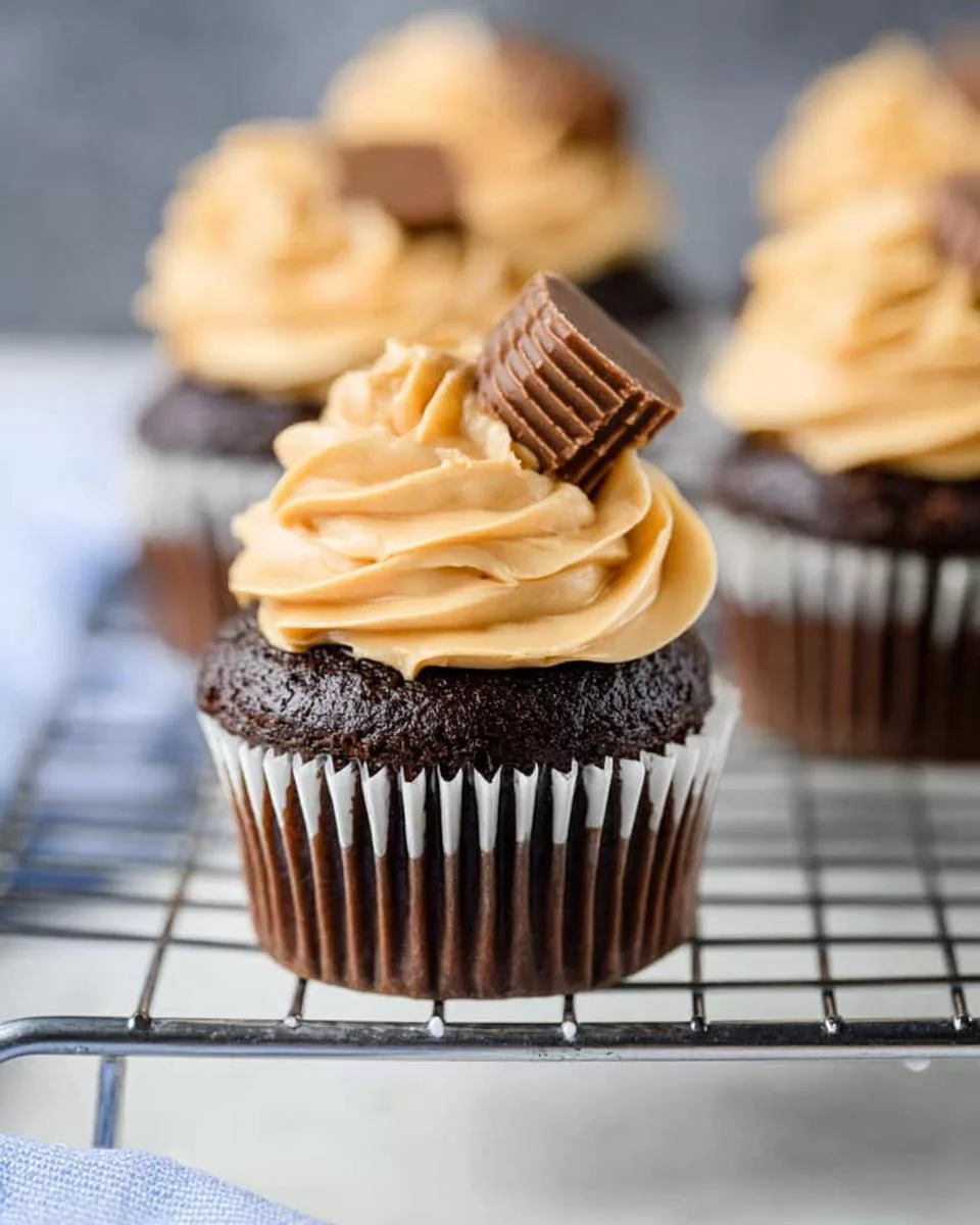 Chocolate Cupcakes with Peanut Butter Frosting - detail 2