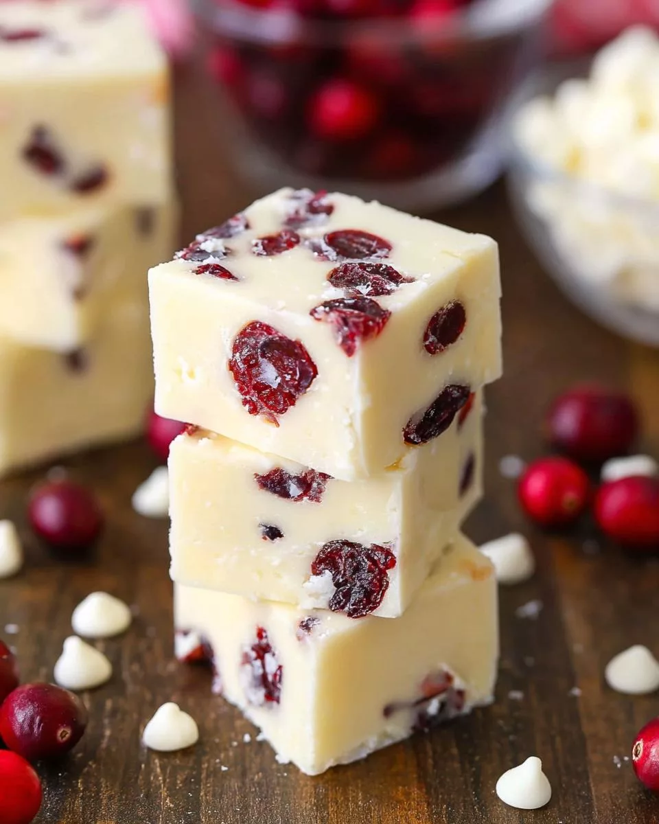 Easy White Chocolate Cranberry Fudge - detail 1