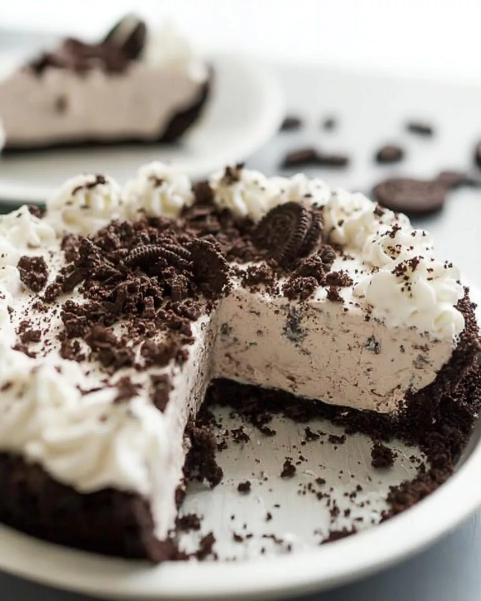 No Bake Oreo Pie with Chocolate Graham Cracker Crust - detail 2
