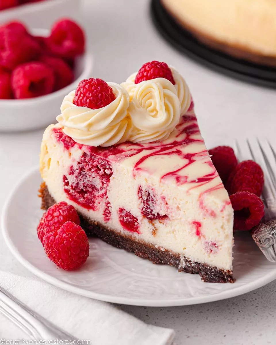 White Chocolate Raspberry Cheesecake - detail 1